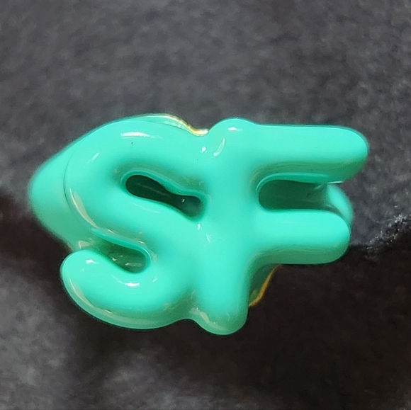 BaubleBar Enamel Initial Ring Turquoise Size 3 - Picture 8 of 9